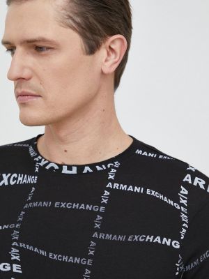 Armani Exchange pamut póló fekete, mintás