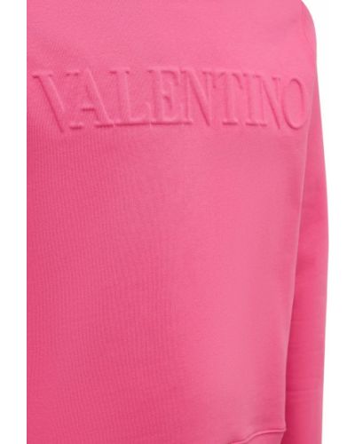 Памучен суичър с качулка от джърси Valentino розово
