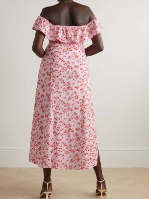 PEONY + NET SUSTAIN Платье миди Posy с открытыми плечами и цветочным принтом из органического хлопка и смеси ECOVERO розовый