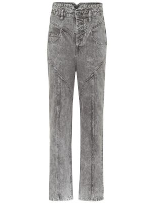 Straight fit džíny s vysokým pasem Isabel Marant šedé