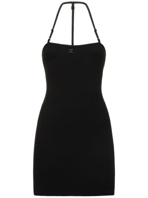 Mini vestido de punto Courrèges negro
