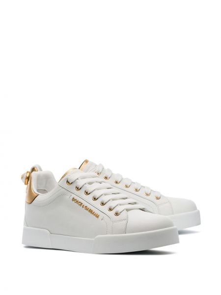 Zapatillas con perlas con apliques Dolce & Gabbana blanco