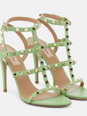 Kožne sandale Valentino Garavani zelena