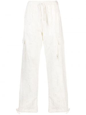 Памучни панталон с протрити краища Msgm бяло