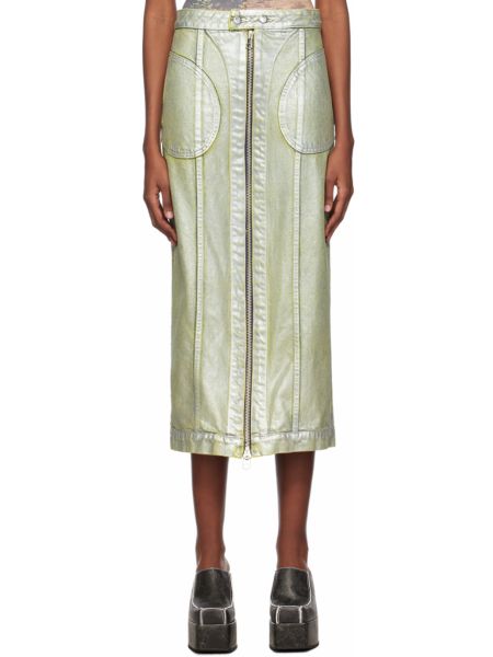 Джинсовая юбка на молнии Eckhaus Latta серебряная