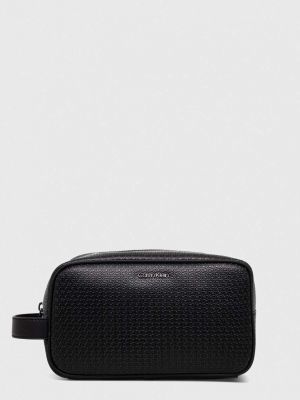 Usnjena kozmetična torbica Calvin Klein črna