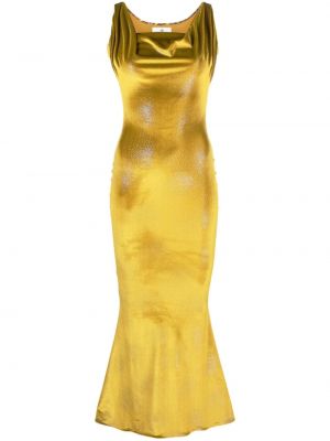 Zamatové midi šaty Vivienne Westwood zlatá