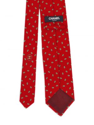 Punktotas zīda kaklasaite ar apdruku Chanel Pre-owned