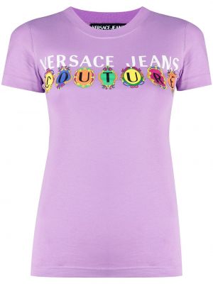 Camiseta con estampado Versace Jeans Couture violeta
