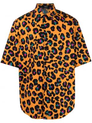 Риза с принт с леопардов принт Versace оранжево
