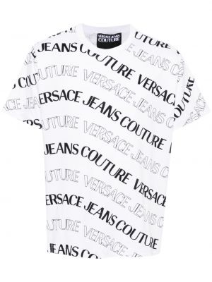 Baskılı pamuk tişört Versace Jeans Couture beyaz