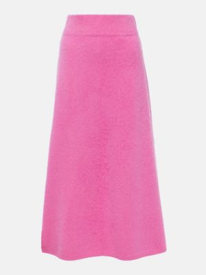 Maxi φούστα με ψηλή μέση κασμίρ Lisa Yang ροζ