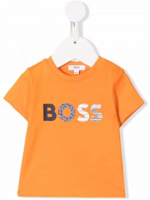 Trykt bomull t-skjorte for jenter Boss Kidswear oransje