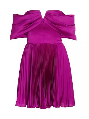 Атласное платье с открытыми плечами Amur фиолетовое