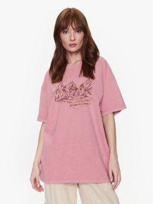 Marškinėliai oversize Bdg Urban Outfitters rožinė