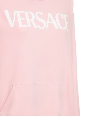Oversize памучен суичър с качулка от джърси Versace розово