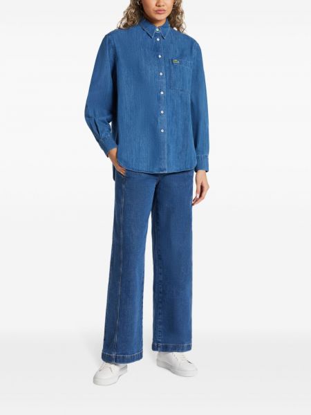 Straight fit džíny s vysokým pasem Lacoste modré