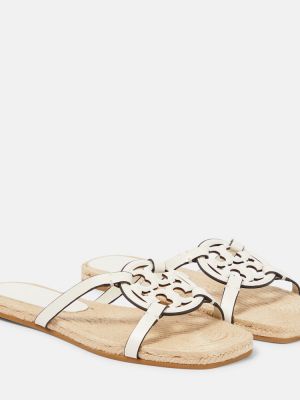 Kožené sandále Tory Burch béžová