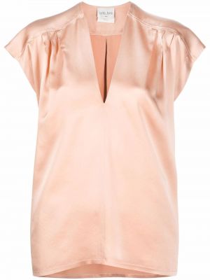 V-hals silke kort bluse Forte_forte rosa