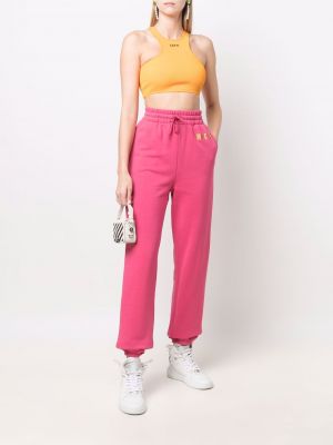 Pantalon de joggings en coton à imprimé Moschino rose
