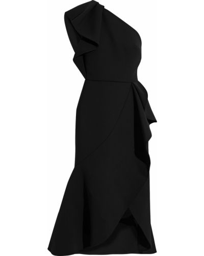 Платье миди из крепа Elie Saab, черное