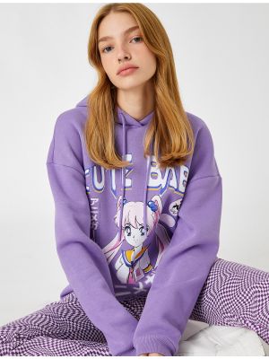 Flīsa kapučdžemperis Koton violets