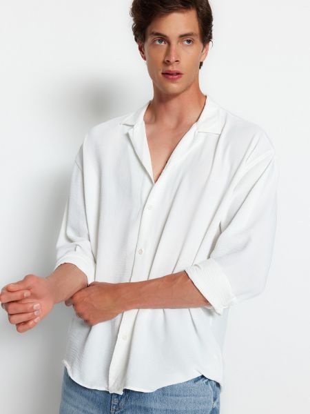Oversized πουκάμισο Trendyol λευκό