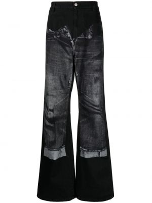 Straight leg jeans con stampa Jean Paul Gaultier nero