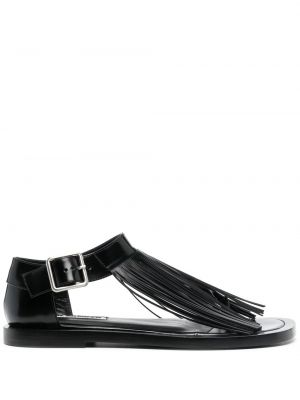 Usnjene sandali z obrobami Jil Sander črna