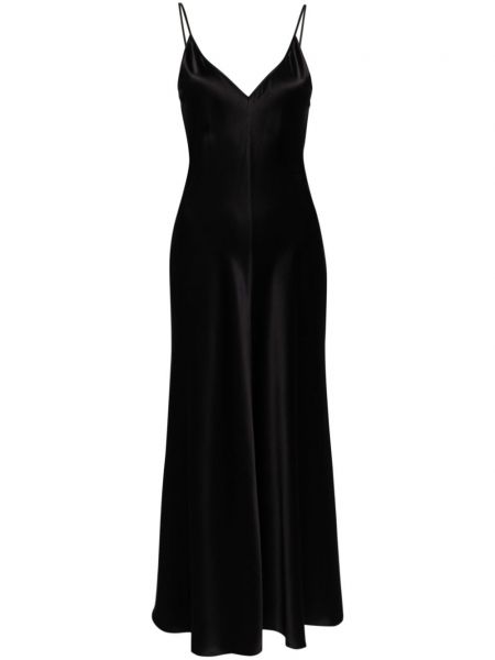 Svilena haljina na naramenice s v-izrezom Voz crna