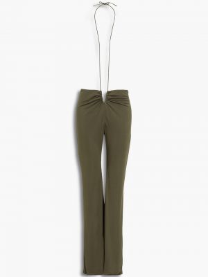 Трикотажные брюки с завязками расклешенные Dion Lee, зеленые