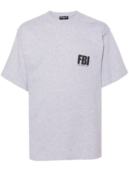 T-shirt en coton à imprimé Balenciaga Pre-owned gris