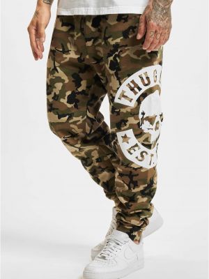 Pantaloni sport cu model camuflaj Thug Life
