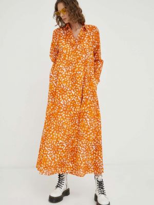 Oversized pamut hosszú ruha Marc O'polo narancsszínű