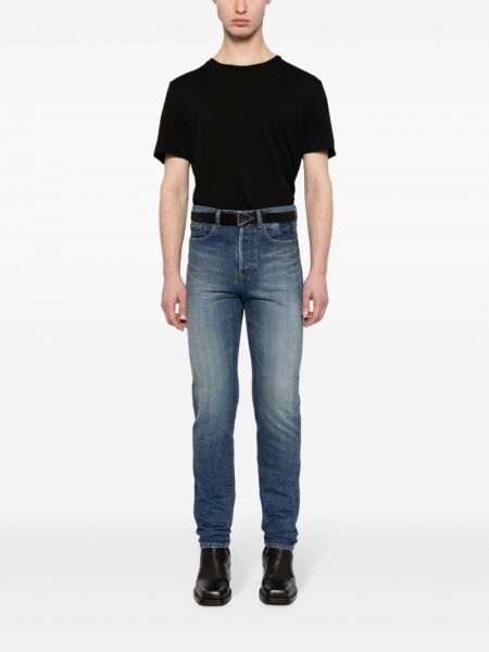T-shirt en coton avec applique Saint Laurent noir