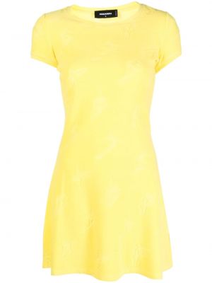 Жакардова рокля Dsquared2 жълто