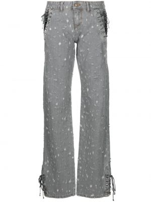 Straight fit džíny s nízkým pasem Chiara Ferragni šedé