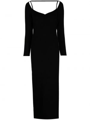 Bavlněné přiléhavé pletené šaty s dlouhými rukávy Victor Glemaud - černá