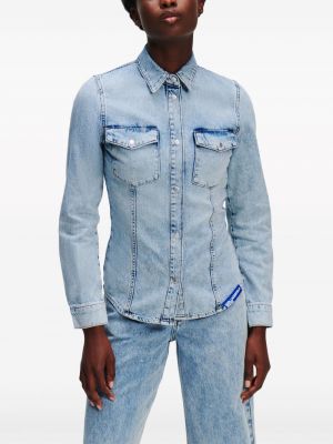 Medvilninė džinsiniai marškiniai Karl Lagerfeld Jeans