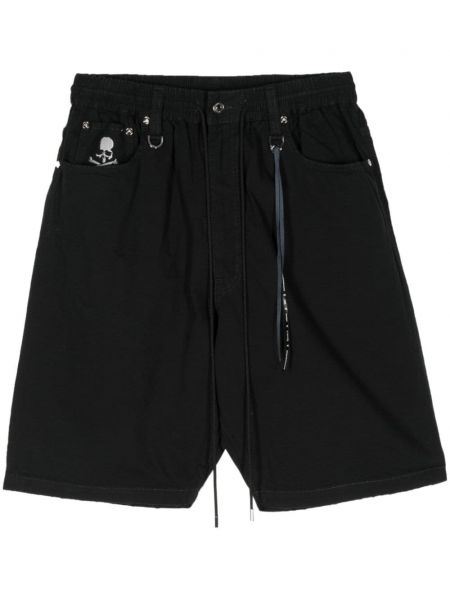 Pamučne bermuda kratke hlače s vezom Mastermind Japan crna