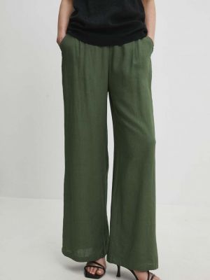 Lanene hlače visoki struk Answear Lab zelena