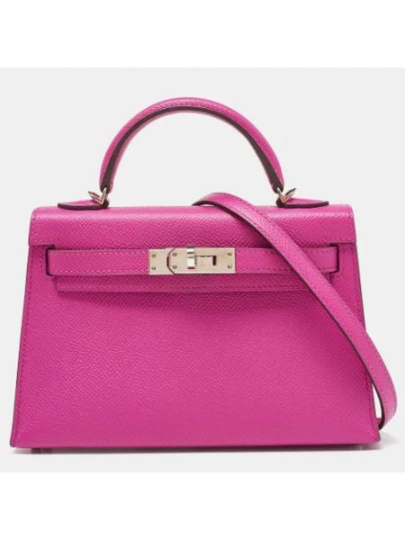 Mini bolso de cuero retro Hermès Vintage rosa