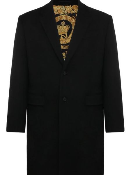 Шерстяное пальто Versace черное