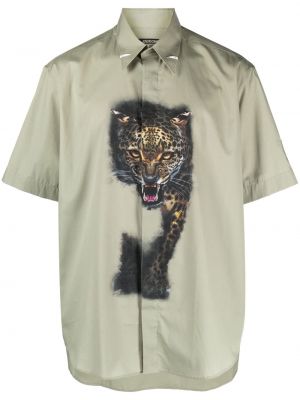 Košeľa s potlačou s leopardím vzorom Roberto Cavalli zelená