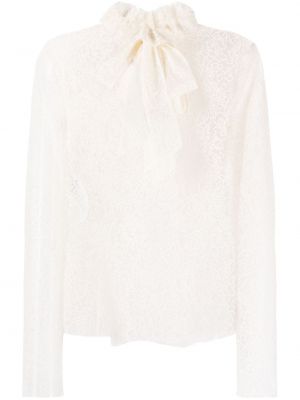 Прозрачна блуза на цветя с дантела Philosophy Di Lorenzo Serafini бяло