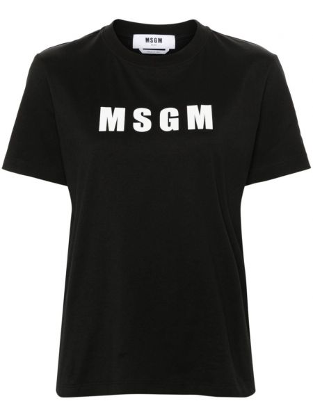 Raštuotas medvilninis marškinėliai Msgm juoda