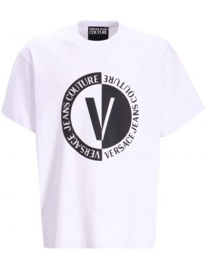 Памучна тениска с принт Versace бяло
