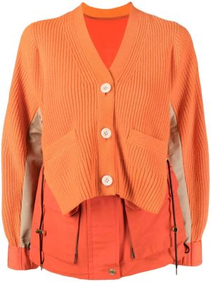 Μάλλινο παλτό Sacai πορτοκαλί