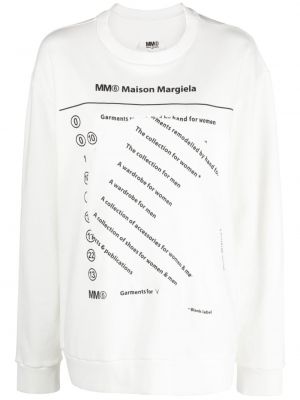 Sweat en coton à imprimé Mm6 Maison Margiela blanc