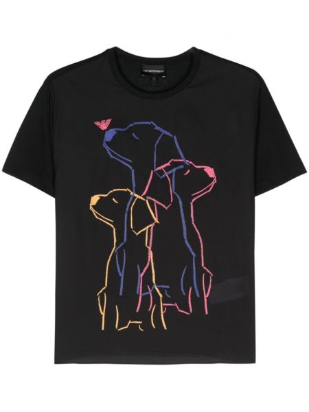 T-krekls ar apdruku Emporio Armani melns